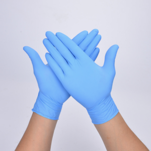 蓝色丁腈手套 戴橡胶手套 一次性橡胶手套厂家