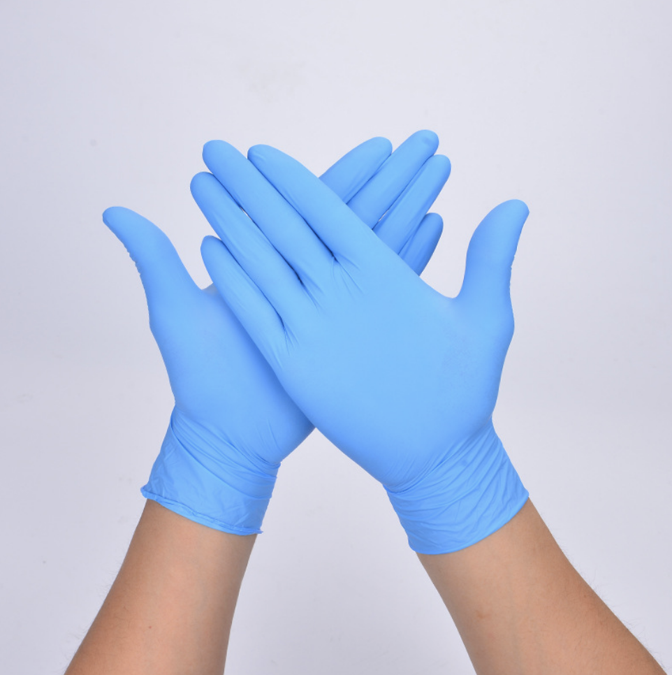 蓝色丁腈手套 戴橡胶手套 一次性橡胶手套厂家