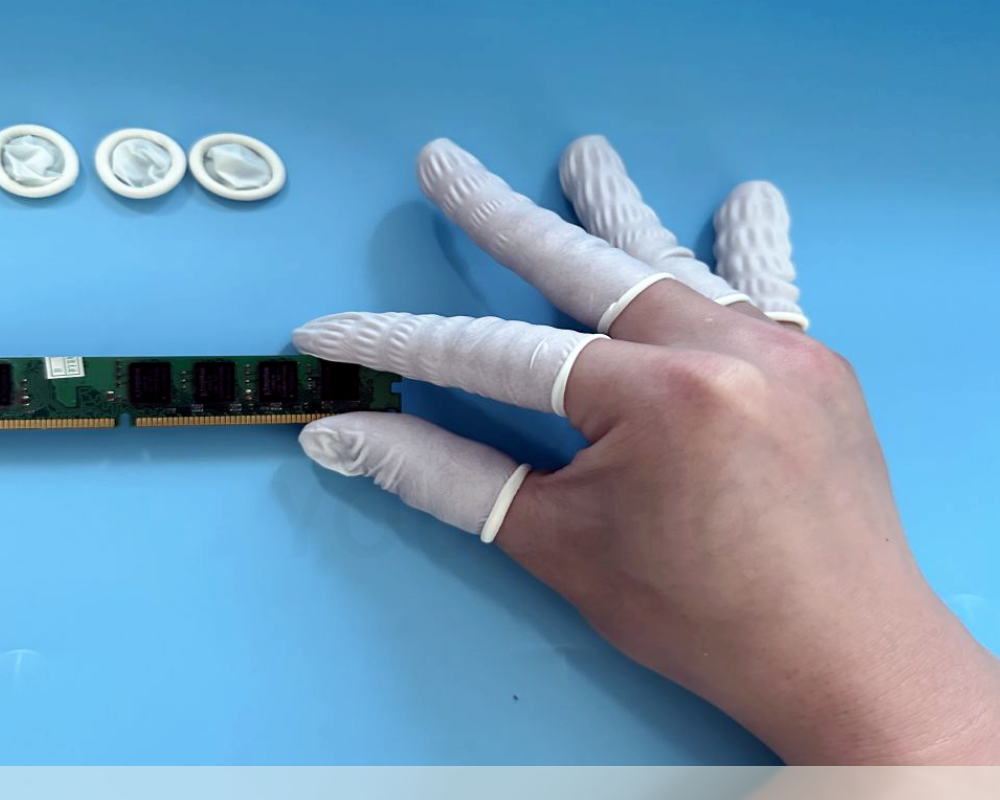 白色卷边手指套 | 高弹耐磨 | 无尘防滑 | 精密电子与净化操作用